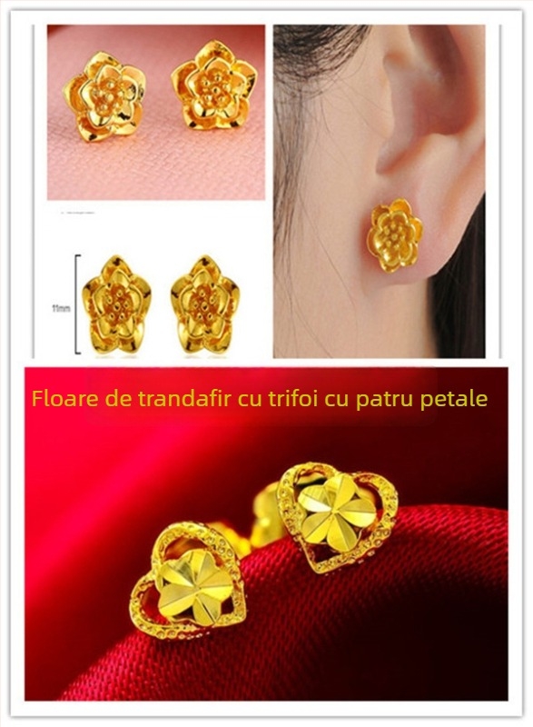 Cercei din aur Alluvial, handmade, unisex, stil influencer internet