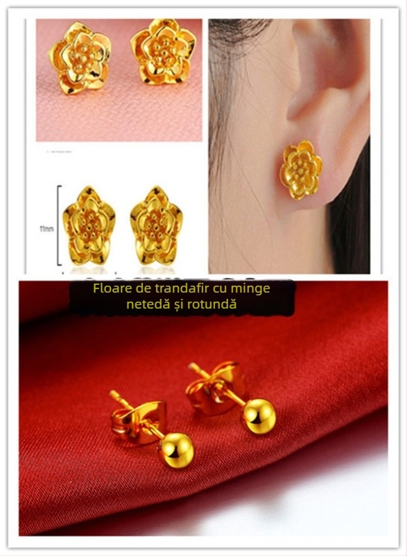 Cercei din aur Alluvial, handmade, unisex, stil influencer internet