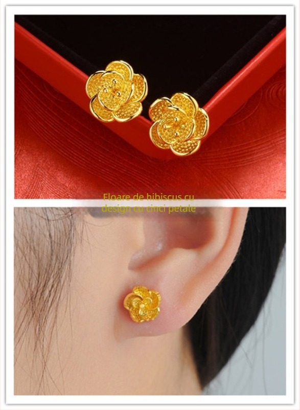 Cercei din aur Alluvial, handmade, unisex, stil influencer internet