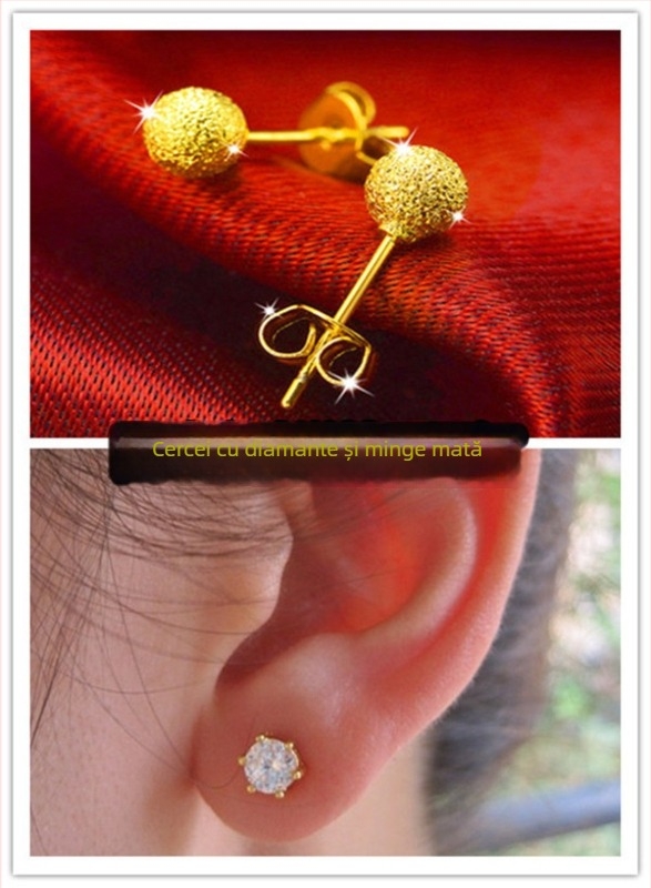 Cercei din aur Alluvial, handmade, unisex, stil influencer internet