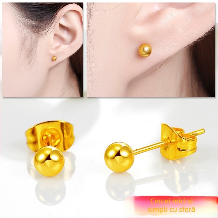 Cercei din aur Alluvial, handmade, unisex, stil influencer internet