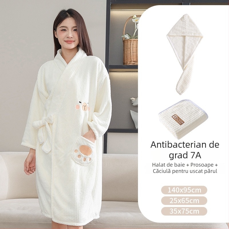Prosop de baie și halat pentru femei, purtabil, model 2025, microfibră, fire 150d, jacquard