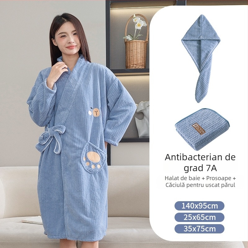 Prosop de baie și halat pentru femei, purtabil, model 2025, microfibră, fire 150d, jacquard
