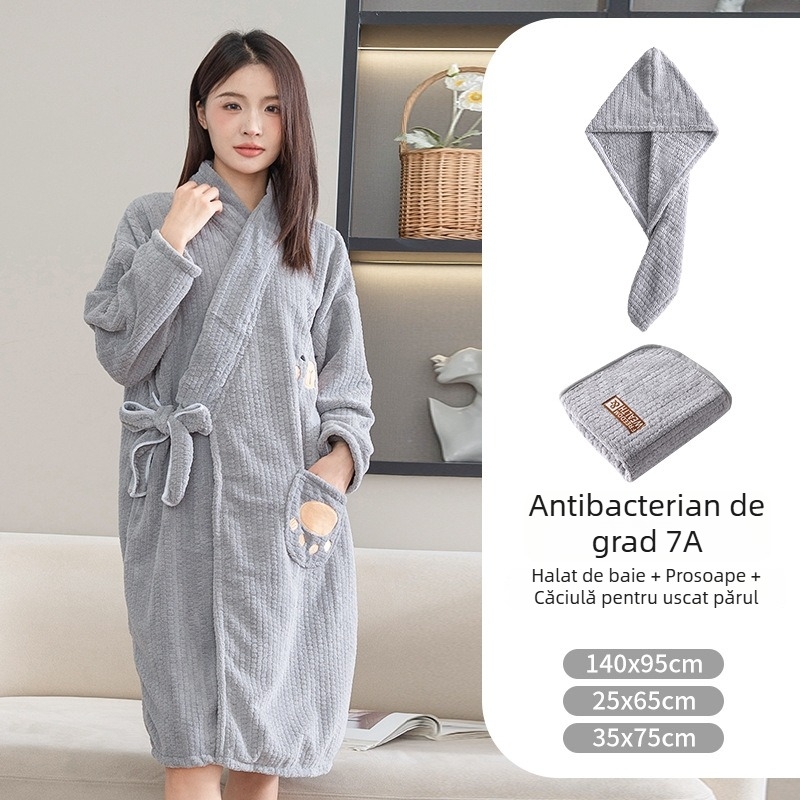 Prosop de baie și halat pentru femei, purtabil, model 2025, microfibră, fire 150d, jacquard