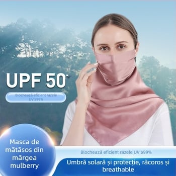 Mască de protecție din mătase UPF50+ pentru femei, protecție UV, rezistentă la vânt, respirabilă, 100% mătase Mulberry
