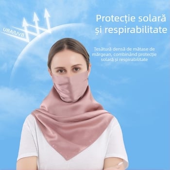 Mască de protecție din mătase UPF50+ pentru femei, protecție UV, rezistentă la vânt, respirabilă, 100% mătase Mulberry