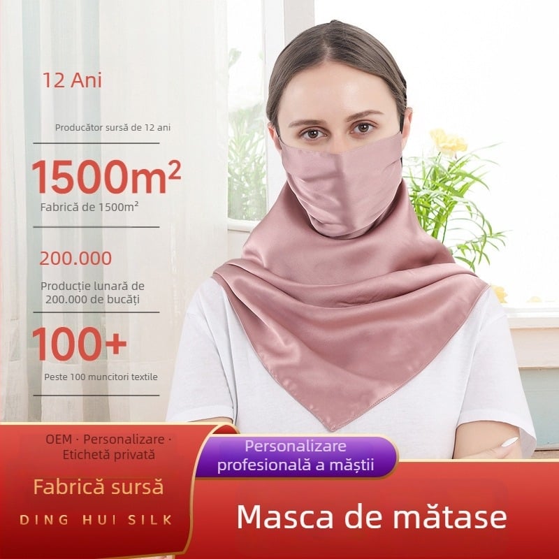Mască de protecție din mătase UPF50+ pentru femei, protecție UV, rezistentă la vânt, respirabilă, 100% mătase Mulberry