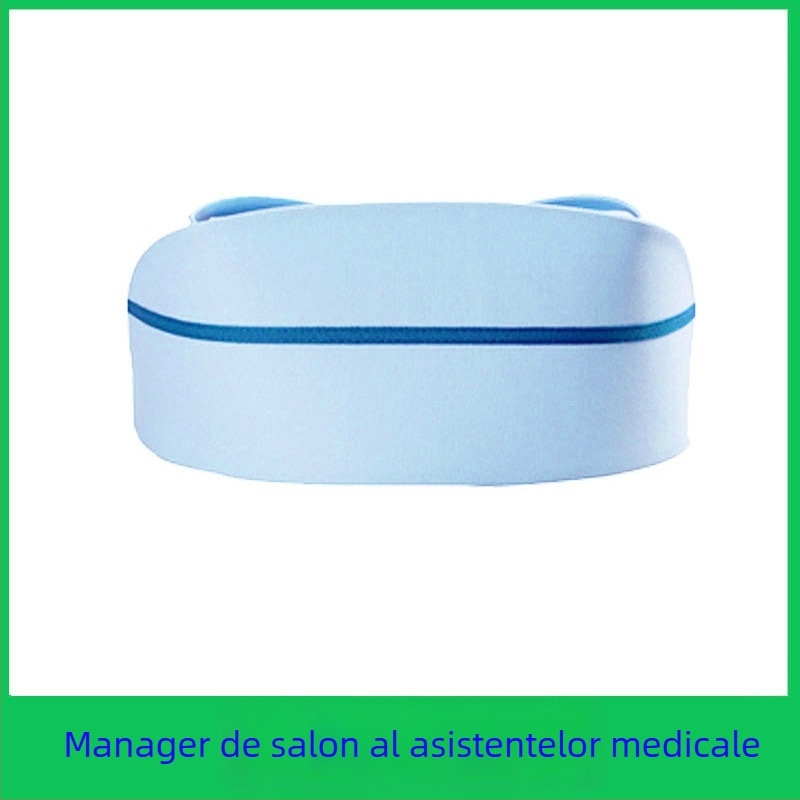 Șapcă de infirmieră din bumbac și satin, model cu dungi, vârf plat, logo imprimat