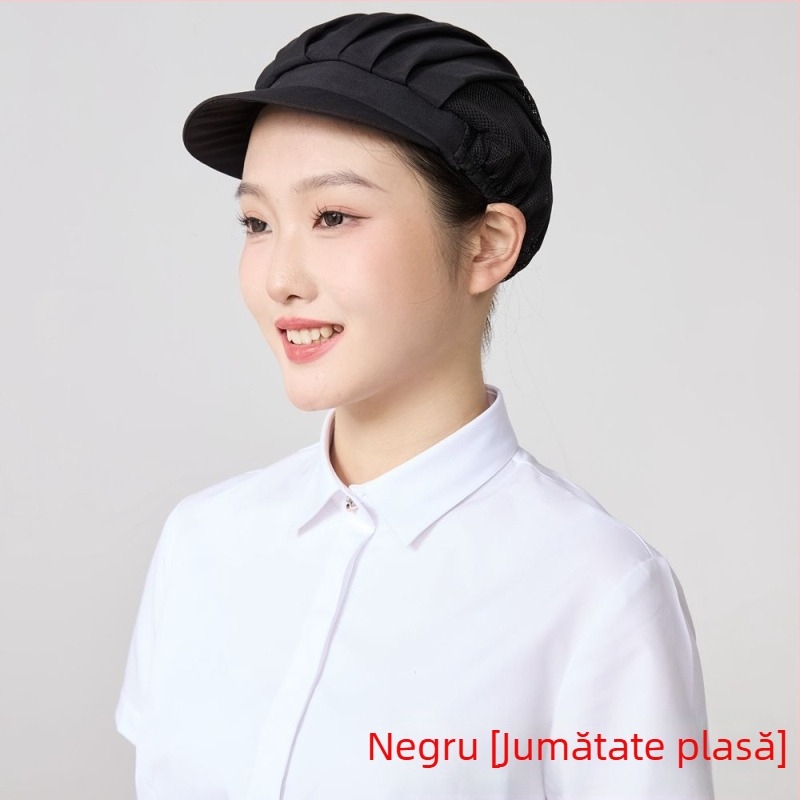 Pălărie din plasă pentru ateliere alimentare, poliester, țesătură twill, model monocrom, stil coreean.