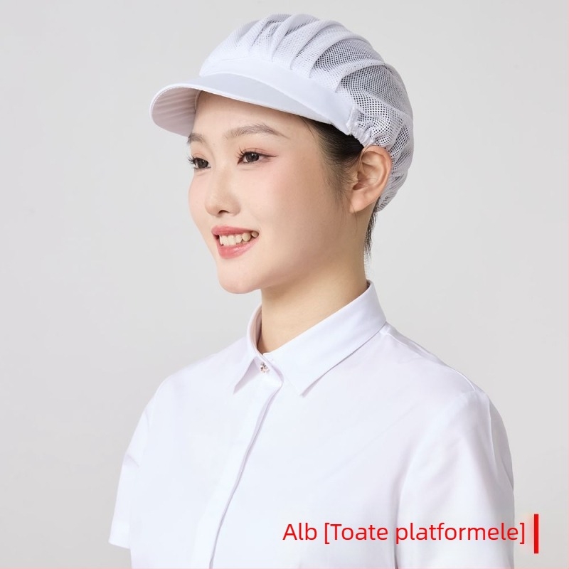 Pălărie din plasă pentru ateliere alimentare, poliester, țesătură twill, model monocrom, stil coreean.