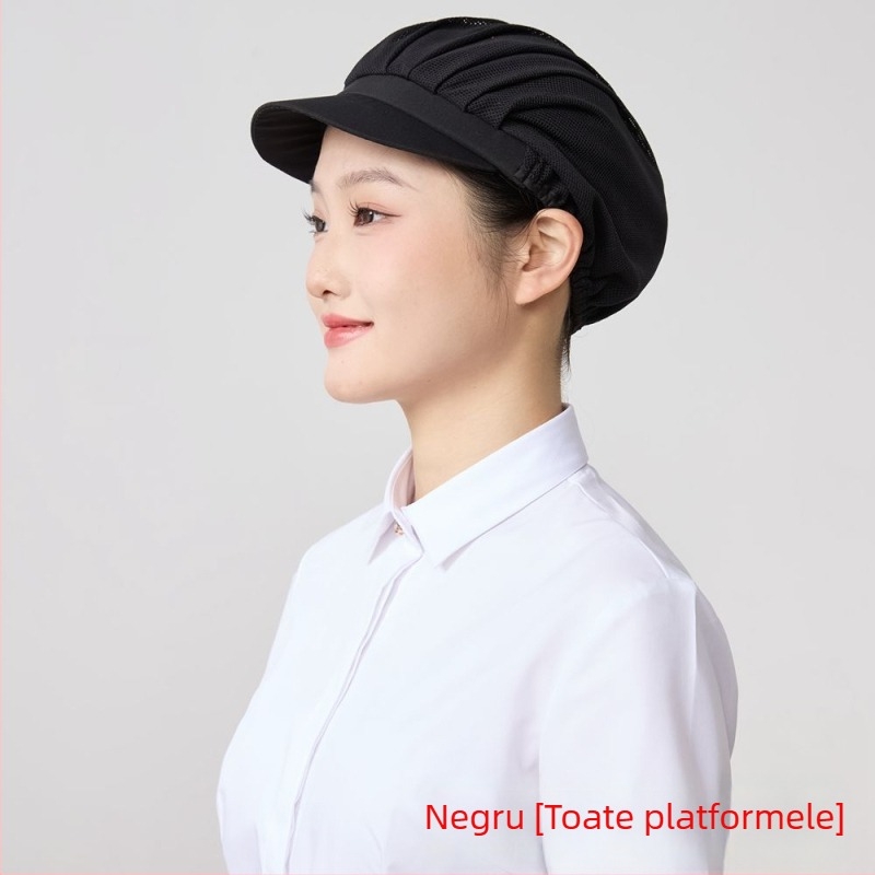 Pălărie din plasă pentru ateliere alimentare, poliester, țesătură twill, model monocrom, stil coreean.