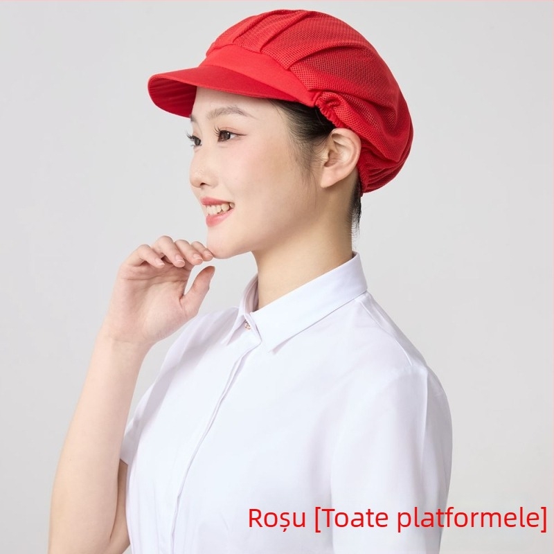 Pălărie din plasă pentru ateliere alimentare, poliester, țesătură twill, model monocrom, stil coreean.