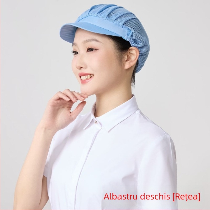 Pălărie din plasă pentru ateliere alimentare, poliester, țesătură twill, model monocrom, stil coreean.