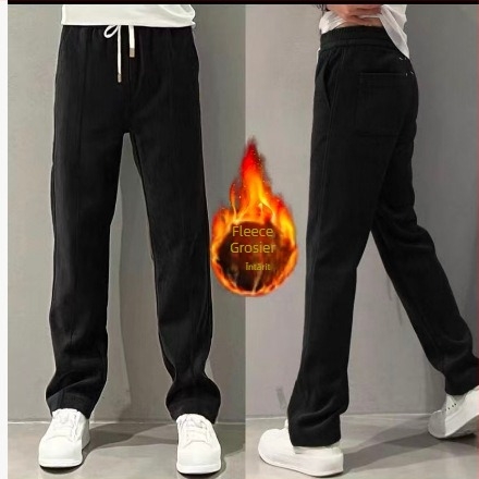 Pantaloni casual pentru bărbați, croială dreaptă, bumbac, talie medie, toamnă