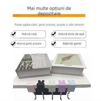 Hao Ming agățător metalic pentru geantă de birou – detașabil, agățător la marginea biroului, cârlig unic, stil modern simplu, încărcare maximă peste 30 kg