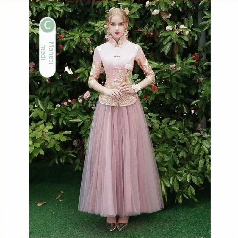 Rochie de domnișoare - Elegantă de toamnă 2025, lungime medie, fără mâneci, stil chinezesc, retro literar