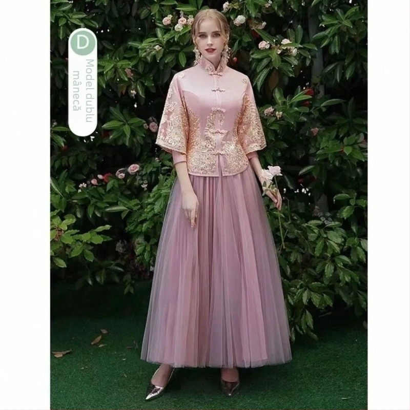 Rochie de domnișoare - Elegantă de toamnă 2025, lungime medie, fără mâneci, stil chinezesc, retro literar