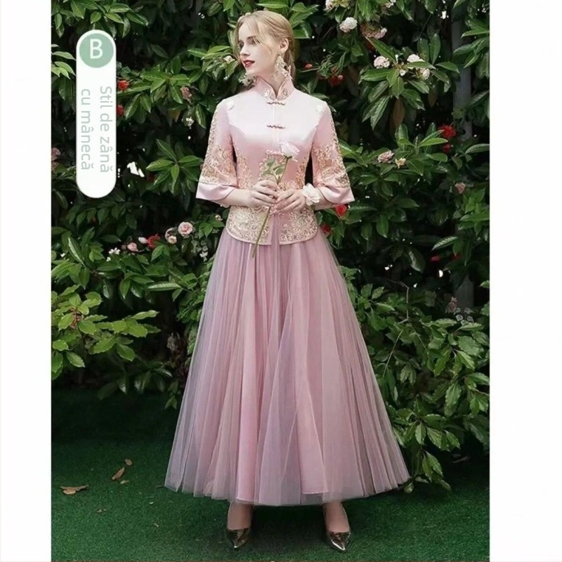 Rochie de domnișoare - Elegantă de toamnă 2025, lungime medie, fără mâneci, stil chinezesc, retro literar