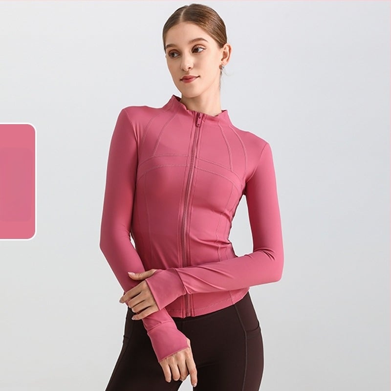 Jachetă de yoga pentru femei, mâneci lungi, croială lejeră, material nylon/spandex 80/20, evacuare a umezelii