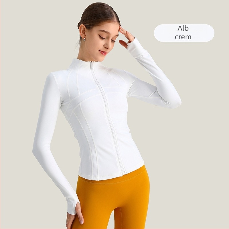 Jachetă de yoga pentru femei, mâneci lungi, croială lejeră, material nylon/spandex 80/20, evacuare a umezelii