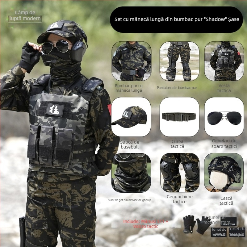 Vesta tactică pentru copii, camuflaj, vestă de protecție cu armură de nivel 3