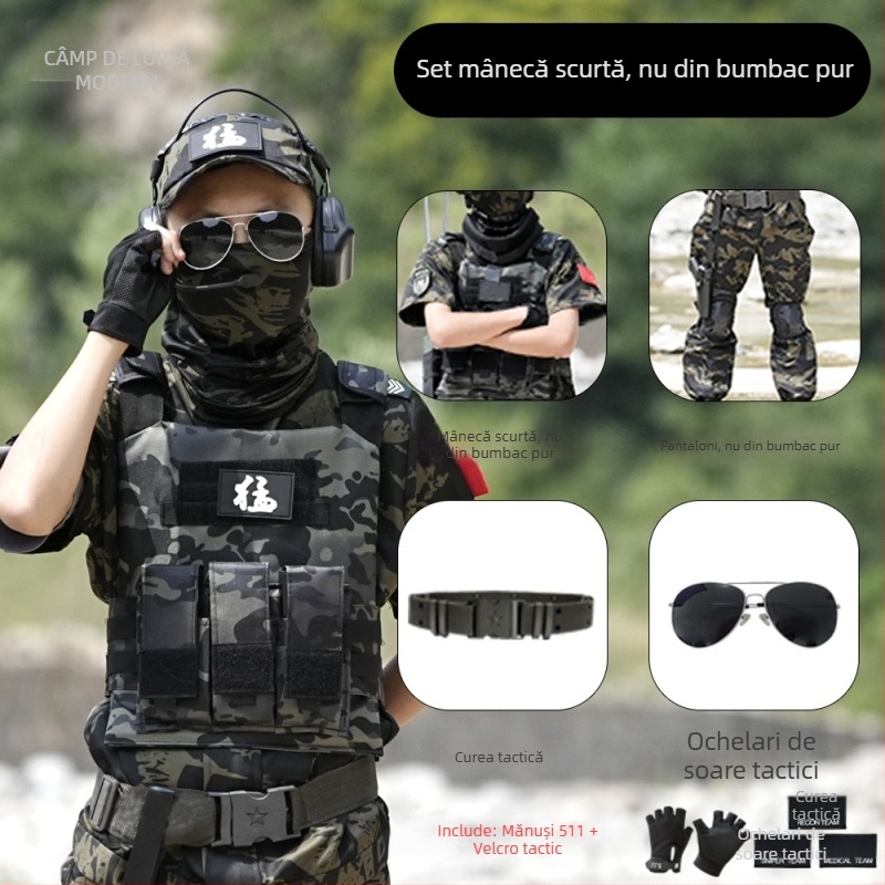 Vesta tactică pentru copii, camuflaj, vestă de protecție cu armură de nivel 3