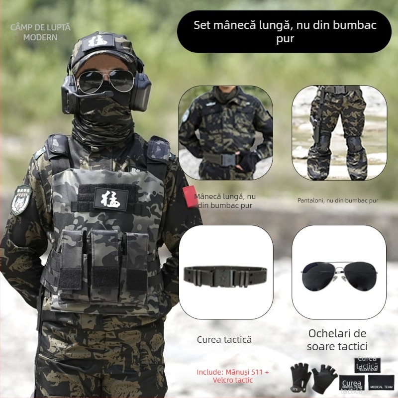 Vesta tactică pentru copii, camuflaj, vestă de protecție cu armură de nivel 3