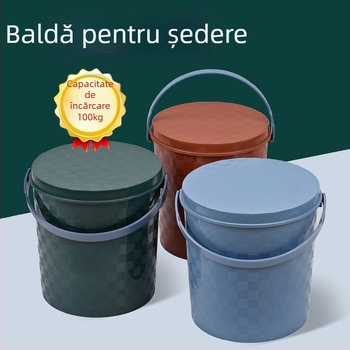 Găleată din plastic îngroșată, portabilă, cu mâner și capac, pentru uz casnic, pescuit, spălarea mașinii și depozitare