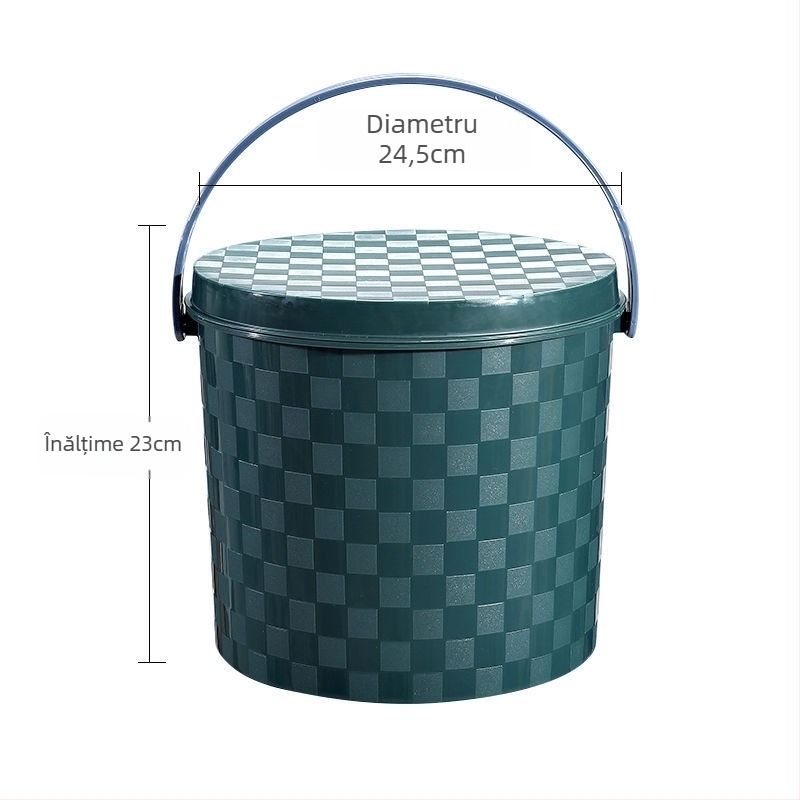 Găleată din plastic îngroșată, portabilă, cu mâner și capac, pentru uz casnic, pescuit, spălarea mașinii și depozitare