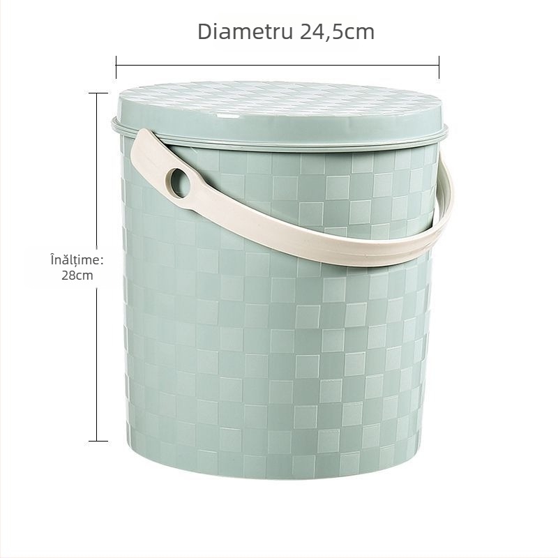 Găleată din plastic îngroșată, portabilă, cu mâner și capac, pentru uz casnic, pescuit, spălarea mașinii și depozitare