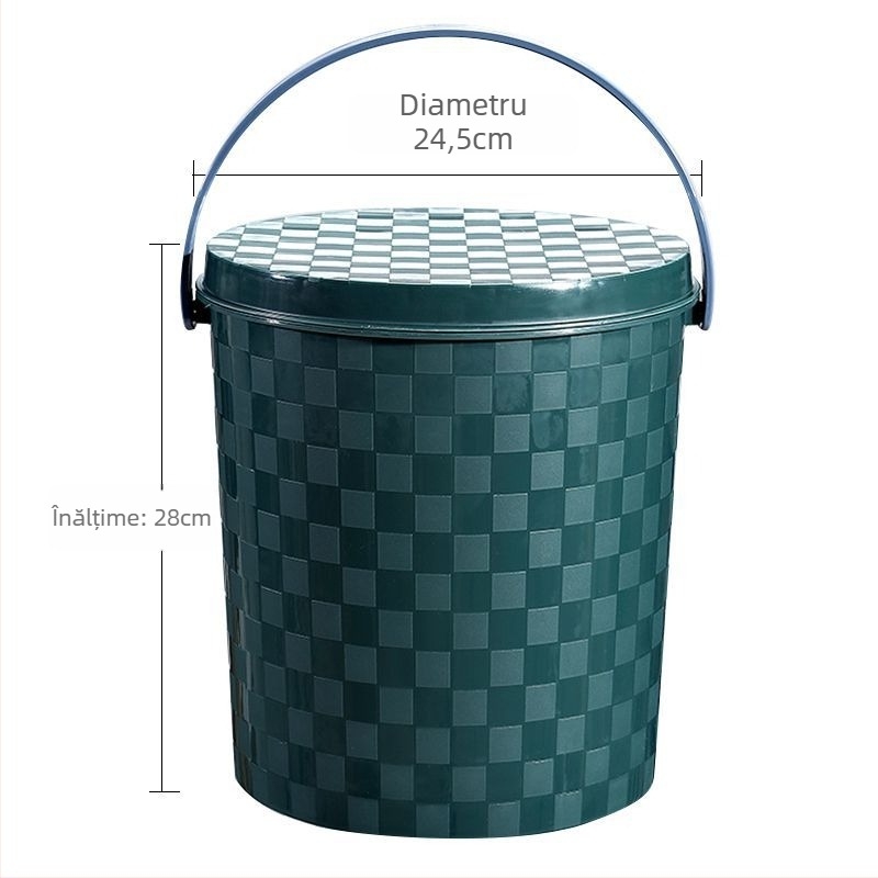 Găleată din plastic îngroșată, portabilă, cu mâner și capac, pentru uz casnic, pescuit, spălarea mașinii și depozitare