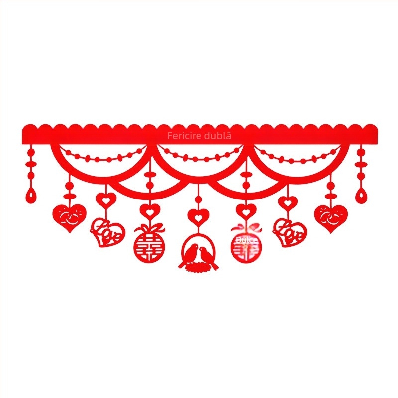 Set de decor pentru sufragerie de nuntă cu ghirlandă Xi și perdea de tavan (textil nețesut, panglică)