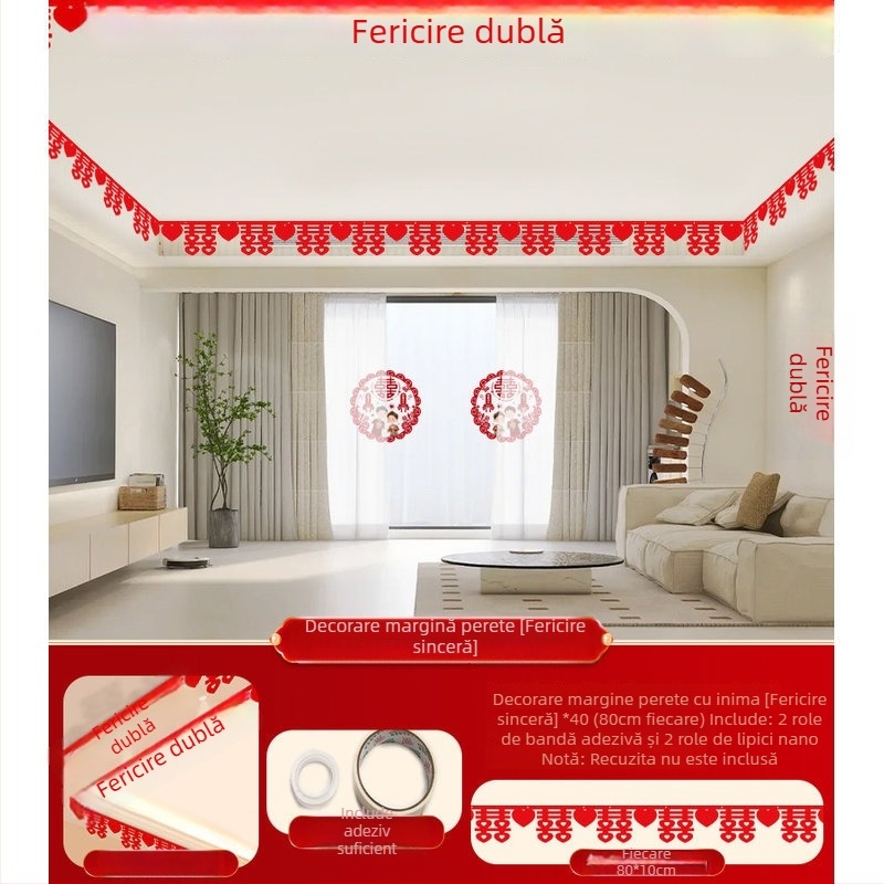 Set de decor pentru sufragerie de nuntă cu ghirlandă Xi și perdea de tavan (textil nețesut, panglică)