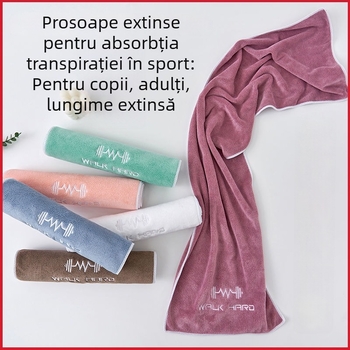 Prosop sport din microfibră, absorbant la transpirație, cu lungime extinsă pentru sală, alergare și yoga, mare, portabil, uscare rapidă