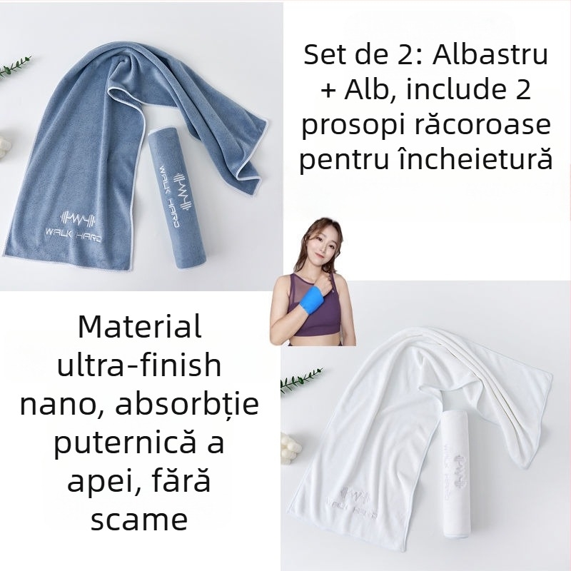 Prosop sport din microfibră, absorbant la transpirație, cu lungime extinsă pentru sală, alergare și yoga, mare, portabil, uscare rapidă