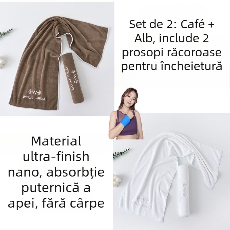 Prosop sport din microfibră, absorbant la transpirație, cu lungime extinsă pentru sală, alergare și yoga, mare, portabil, uscare rapidă