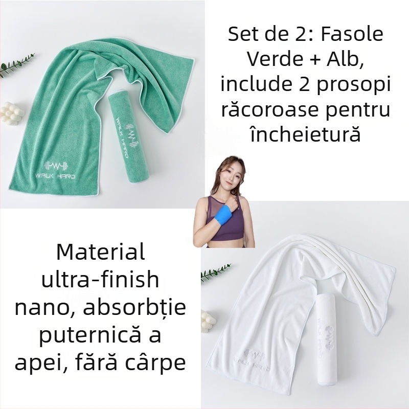 Prosop sport din microfibră, absorbant la transpirație, cu lungime extinsă pentru sală, alergare și yoga, mare, portabil, uscare rapidă