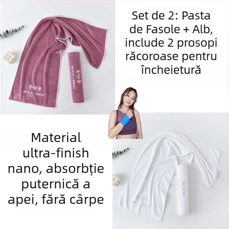 Prosop sport din microfibră, absorbant la transpirație, cu lungime extinsă pentru sală, alergare și yoga, mare, portabil, uscare rapidă