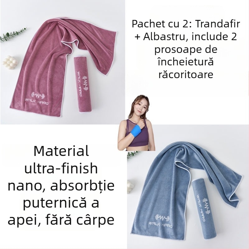 Prosop sport din microfibră, absorbant la transpirație, cu lungime extinsă pentru sală, alergare și yoga, mare, portabil, uscare rapidă