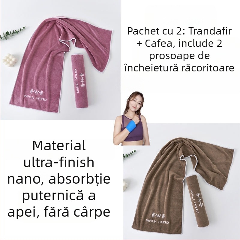 Prosop sport din microfibră, absorbant la transpirație, cu lungime extinsă pentru sală, alergare și yoga, mare, portabil, uscare rapidă