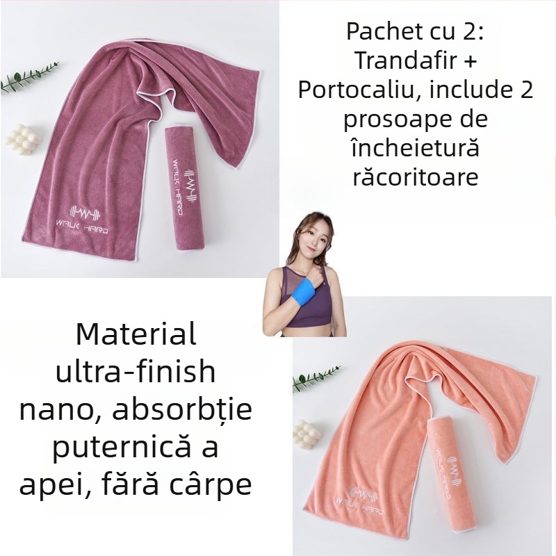 Prosop sport din microfibră, absorbant la transpirație, cu lungime extinsă pentru sală, alergare și yoga, mare, portabil, uscare rapidă