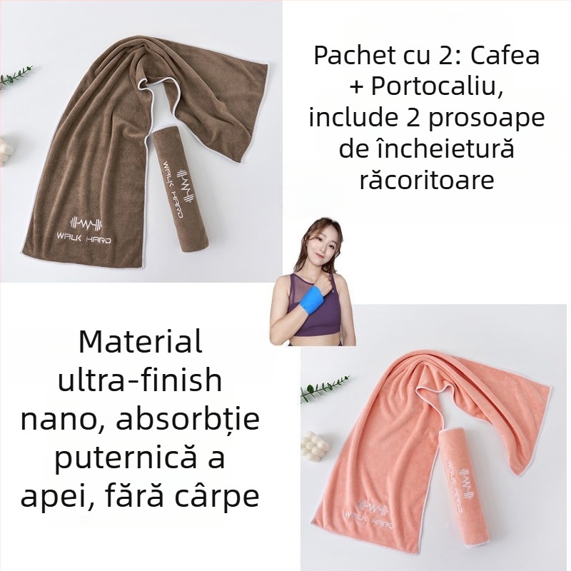 Prosop sport din microfibră, absorbant la transpirație, cu lungime extinsă pentru sală, alergare și yoga, mare, portabil, uscare rapidă