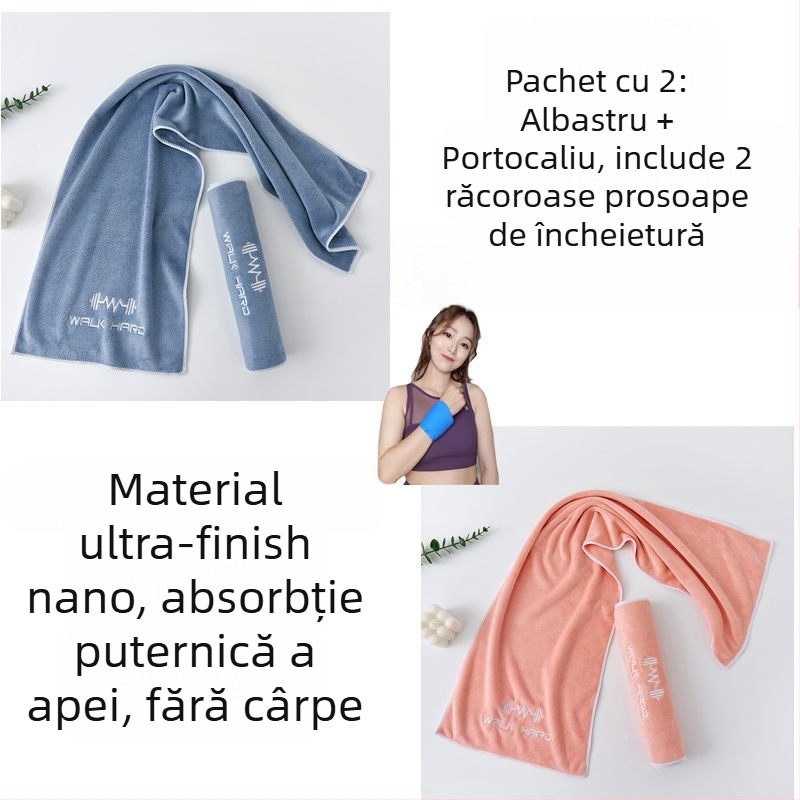 Prosop sport din microfibră, absorbant la transpirație, cu lungime extinsă pentru sală, alergare și yoga, mare, portabil, uscare rapidă