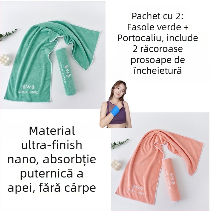 Prosop sport din microfibră, absorbant la transpirație, cu lungime extinsă pentru sală, alergare și yoga, mare, portabil, uscare rapidă