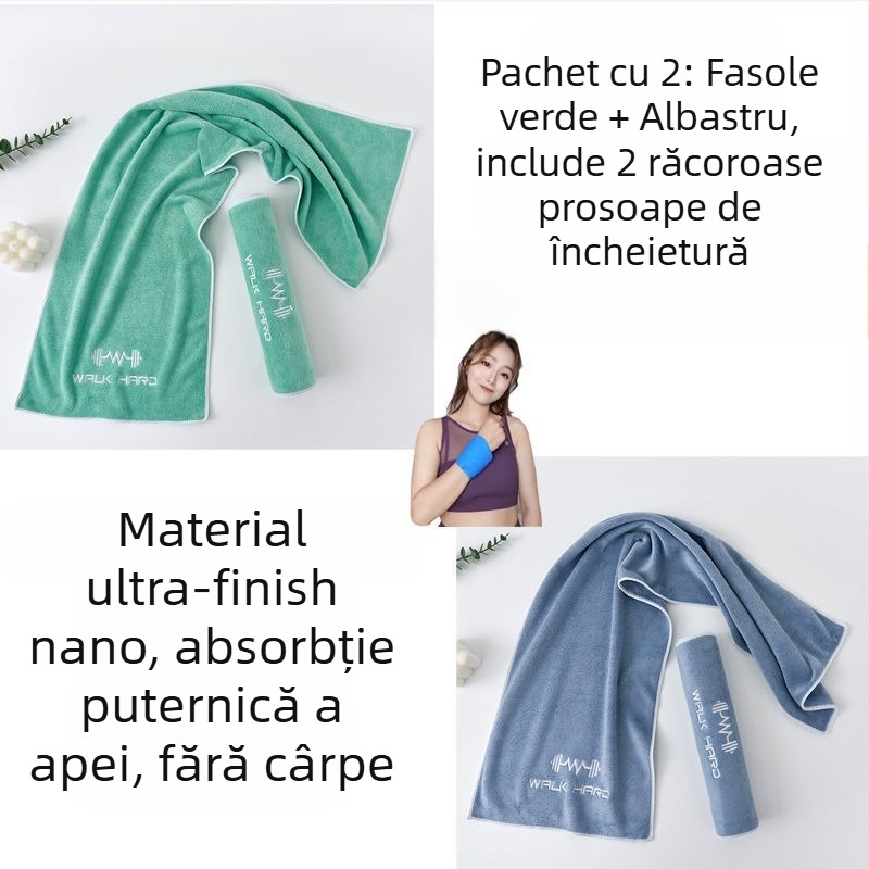 Prosop sport din microfibră, absorbant la transpirație, cu lungime extinsă pentru sală, alergare și yoga, mare, portabil, uscare rapidă