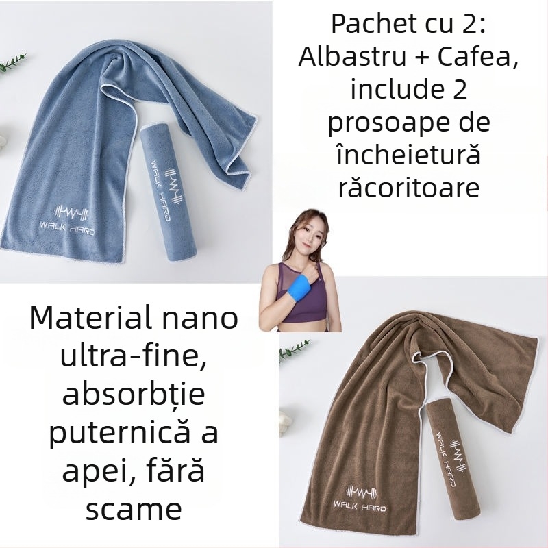 Prosop sport din microfibră, absorbant la transpirație, cu lungime extinsă pentru sală, alergare și yoga, mare, portabil, uscare rapidă