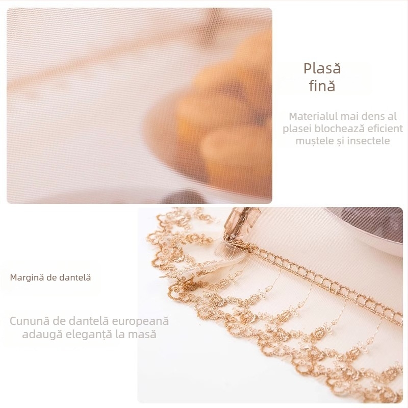 Wenwan capac de alimente respirabil, capac pliabil pentru masă, din plasă, protecție împotriva prafului și dăunătorilor pentru uz casnic