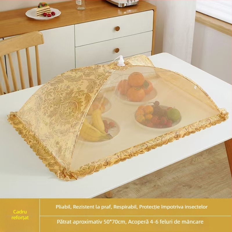 Wenwan capac de alimente respirabil, capac pliabil pentru masă, din plasă, protecție împotriva prafului și dăunătorilor pentru uz casnic