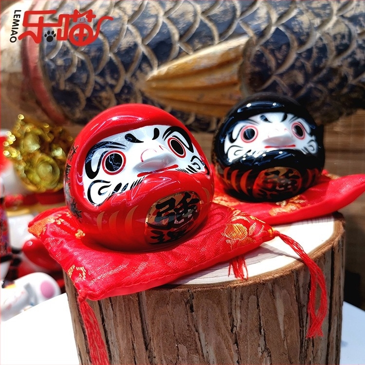 Pușculiță ceramică Dharma Egg — porțelan alb, stil Damo, ornament pentru restaurant sushi