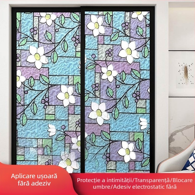 Film de sticlă pentru baie – confidențialitate, mat, model geometric, bucată unică (pentru baie)